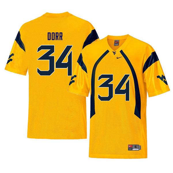 NCAA Men's Lorenzo Dorr West Virginia Mountaineers Yellow #34 Nike Stitched Football College Retro Authentic Jersey TR23T82CP